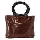 CELINE Macadam Canvas Handtas PVC Bruin Zwart Auth 154907-13