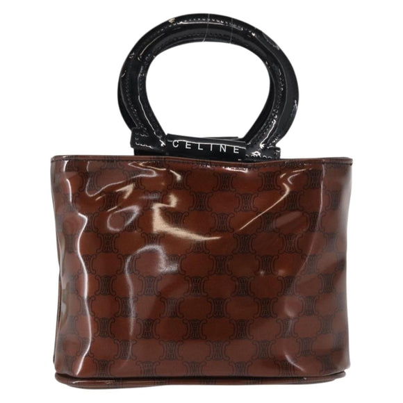 CELINE Macadam Canvas Handtas PVC Bruin Zwart Auth 154907