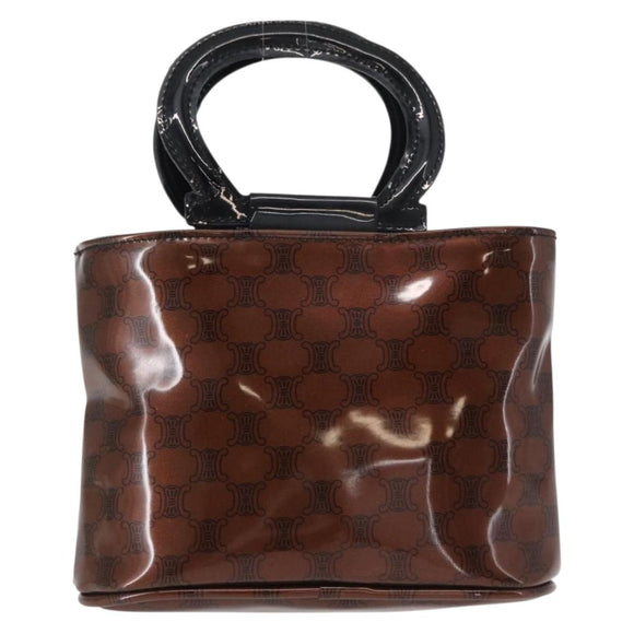 CELINE Macadam Canvas Handtas PVC Bruin Zwart Auth 154907