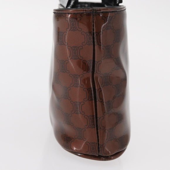 CELINE Macadam Canvas Hand Bag PVC Brown Black Auth 154907