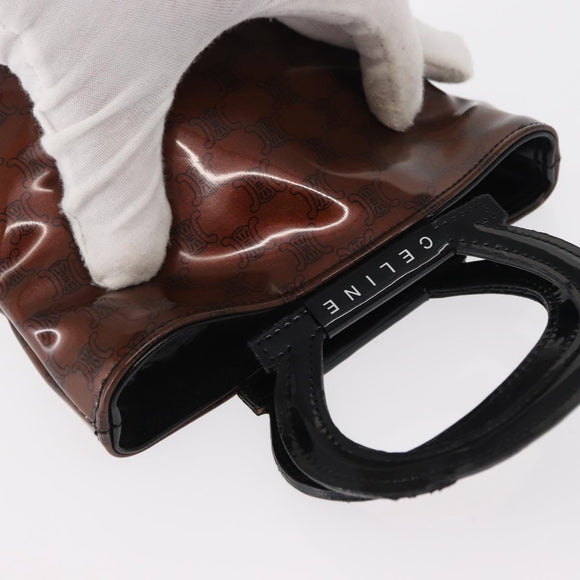 CELINE Macadam Canvas Hand Bag PVC Brown Black Auth 154907