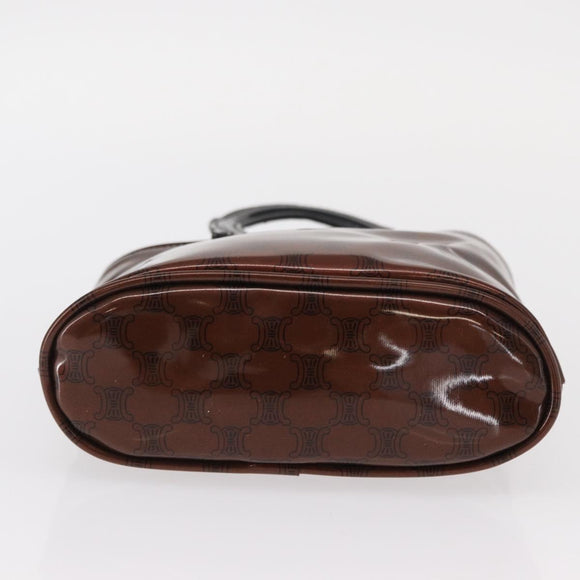 CELINE Macadam Canvas Hand Bag PVC Brown Black Auth 154907