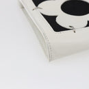 CELINE Flower Shoulder Pouch Leather White Silver Auth 154908-11