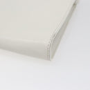 CELINE Flower Shoulder Pouch Leather White Silver Auth 154908-12