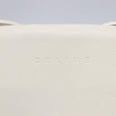 CELINE Flower Shoulder Pouch Leather White Silver Auth 154908-14