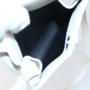 CELINE Flower Shoulder Pouch Leather White Silver Auth 154908-15