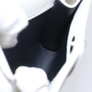 CELINE Flower Shoulder Pouch Leather White Silver Auth 154908-16