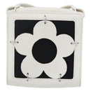 CELINE Flower Shoulder Pouch Leather White Silver Auth 154908-2