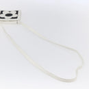 CELINE Flower Shoulder Pouch Leather White Silver Auth 154908-7