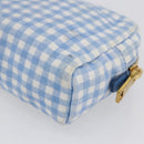 PRADA Pouch Canvas Light Blue Gold Auth 154909-15