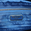 PRADA Pouch Canvas Light Blue Gold Auth 154909-9