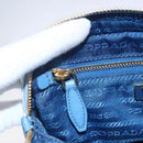 PRADA Pouch Canvas Light Blue Gold Auth 154909-18