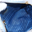 PRADA Beutel Canvas Hellblau Gold Auth 154909-10