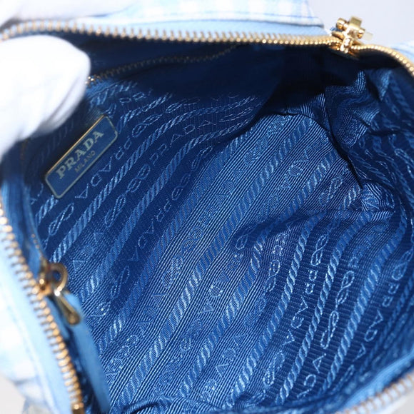 PRADA Beutel Canvas Hellblau Gold Auth 154909