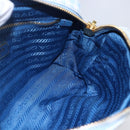PRADA Pouch Canvas Light Blue Gold Auth 154909-19