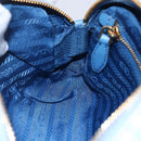 PRADA Pouch Canvas Light Blue Gold Auth 154909-20