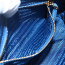 PRADA Pouch Canvas Light Blue Gold Auth 154909-11