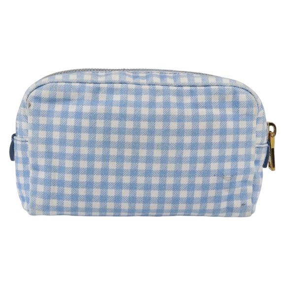 PRADA Pouch Canvas Light Blue Gold Auth 154909