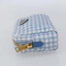PRADA Pouch Canvas Light Blue Gold Auth 154909-3