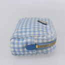 PRADA Pouch Canvas Light Blue Gold Auth 154909-4
