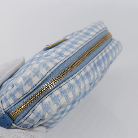 PRADA Beutel Canvas Hellblau Gold Auth 154909