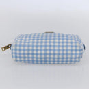 PRADA Pouch Canvas Light Blue Gold Auth 154909-6