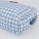 PRADA Pouch Canvas Light Blue Gold Auth 154909-7