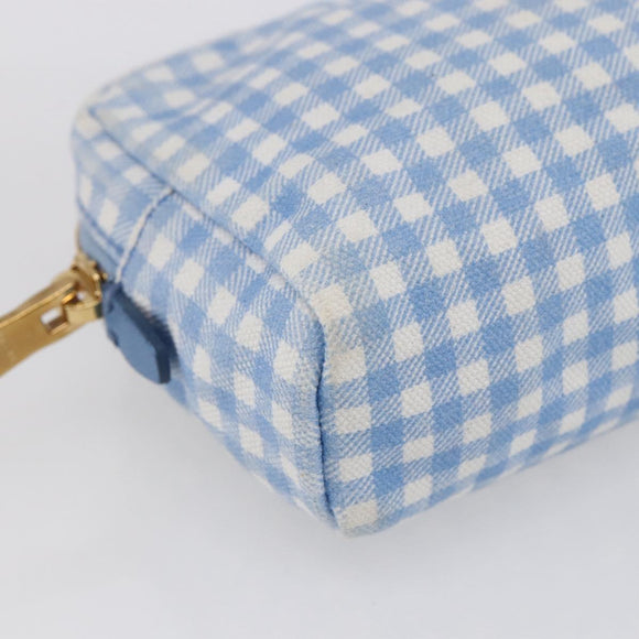 PRADA Pouch Canvas Light Blue Gold Auth 154909