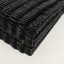 Salvatore Ferragamo Chain Gancini Shoulder Bag Rattan Black Gold Auth 154910V-11