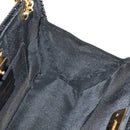 Salvatore Ferragamo Chain Gancini Shoulder Bag Rattan Black Gold Auth 154910V-17