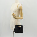 Salvatore Ferragamo Chain Gancini Shoulder Bag Rattan Black Gold Auth 154910V-20
