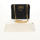 Salvatore Ferragamo Chain Gancini Shoulder Bag Rattan Black Gold Auth 154910V-21