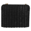 Salvatore Ferragamo Chain Gancini Shoulder Bag Rattan Black Gold Auth 154910V-3