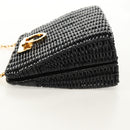 Salvatore Ferragamo Chain Gancini Shoulder Bag Rattan Black Gold Auth 154910V-4