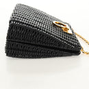 Salvatore Ferragamo Chain Gancini Shoulder Bag Rattan Black Gold Auth 154910V-5