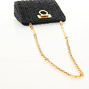 Salvatore Ferragamo Chain Gancini Shoulder Bag Rattan Black Gold Auth 154910V-7