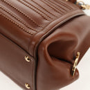 Salvatore Ferragamo Gancini Small Sofia Bag Leather 2way Brown Gold Auth 154911V-16