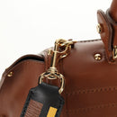 Salvatore Ferragamo Gancini Small Sofia Bag Leather 2way Brown Gold Auth 154911V-17