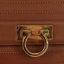 Salvatore Ferragamo Gancini Small Sofia Bag Leather 2way Brown Gold Auth 154911V-18