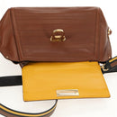 Salvatore Ferragamo Gancini Small Sofia Bag Leather 2way Brown Gold Auth 154911V-19