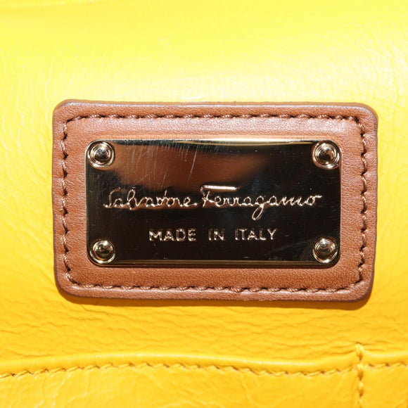 Salvatore Ferragamo Gancini Small Sofia Bag Leather 2way Brown Gold Auth 154911V