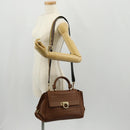 Salvatore Ferragamo Gancini Small Sofia Bag Leather 2way Brown Gold Auth 154911V-28