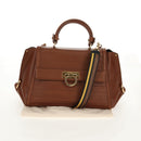Salvatore Ferragamo Gancini Small Sofia Bag Leather 2way Brown Gold Auth 154911V-29