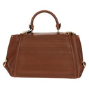 Salvatore Ferragamo Gancini Small Sofia Bag Leather 2way Brown Gold Auth 154911V-3