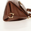 Salvatore Ferragamo Gancini Small Sofia Bag Leather 2way Brown Gold Auth 154911V-5
