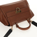 Salvatore Ferragamo Gancini Small Sofia Bag Leather 2way Brown Gold Auth 154911V-6