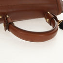 Salvatore Ferragamo Gancini Small Sofia Bag Leather 2way Brown Gold Auth 154911V-7