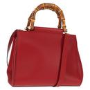 GUCCI Bamboo Nymphia Small Hand Bag Leather 2way Red Gold 453767 Auth 154912V-1