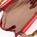 GUCCI Bamboo Nymphia Small Hand Bag Leather 2way Red Gold 453767 Auth 154912V-10