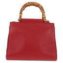GUCCI Bamboo Nymphia Small Hand Bag Leather 2way Red Gold 453767 Auth 154912V-13